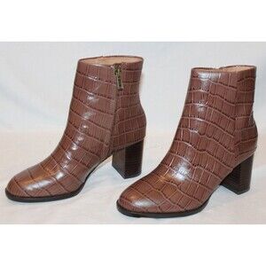 Madewell The Mira Side-Seam Ankle Boot in Croc Embossed Leather‎ Sz 9.5 $198